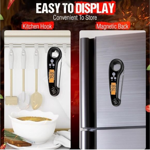Waterproof Meat Thermometer with Backlight, Foldable Probe, Digital Display New - Picture 3 of 9